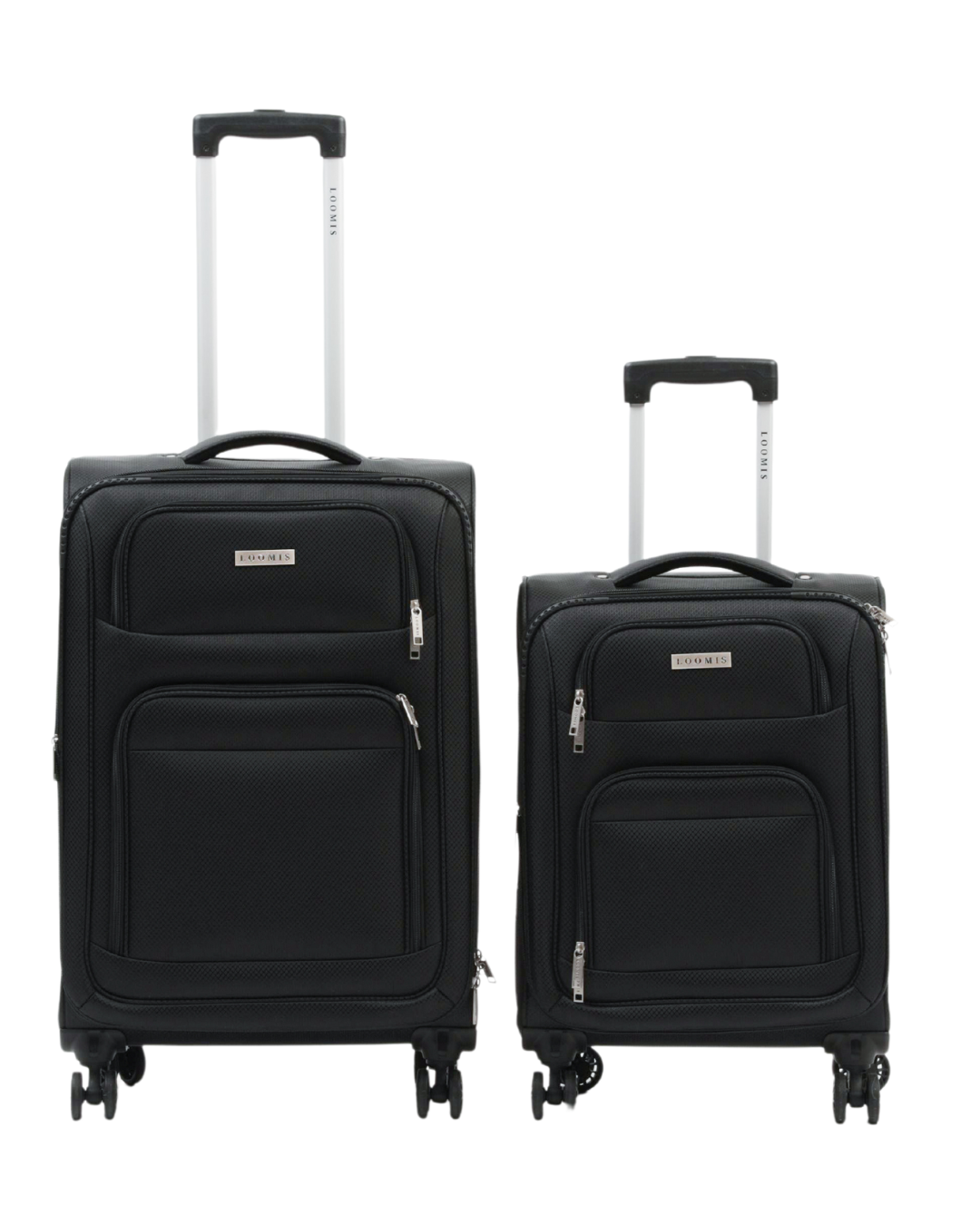 Loomis Expandable Lightweight Black Carry-On Spinner Luggage - 20 inch. Best Carryon and check in luggage with wheels. Best suitcase with wheels. Black carryon luggage. Black Checkin luggage 25 inch. Affordable durable luggage